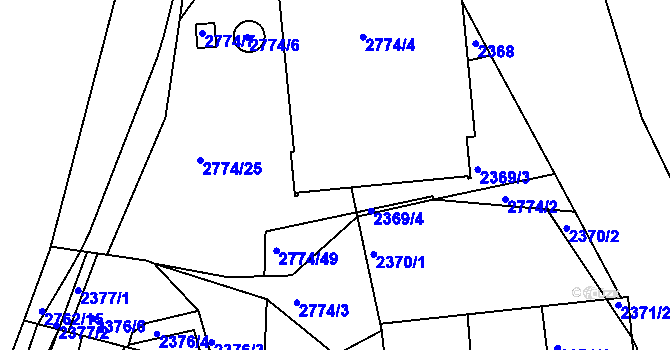 Parcela st. 2774/22 v KÚ Příbram, Katastrální mapa