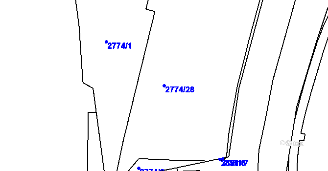 Parcela st. 2774/28 v KÚ Příbram, Katastrální mapa