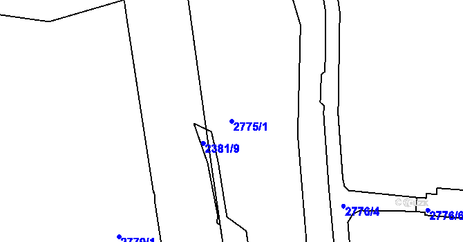 Parcela st. 2775/1 v KÚ Příbram, Katastrální mapa