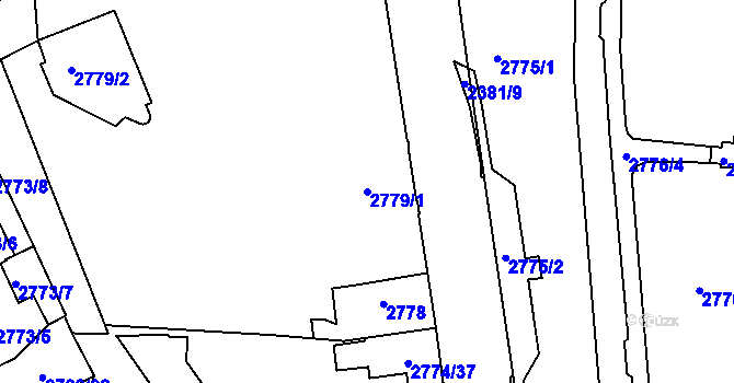 Parcela st. 2779/1 v KÚ Příbram, Katastrální mapa