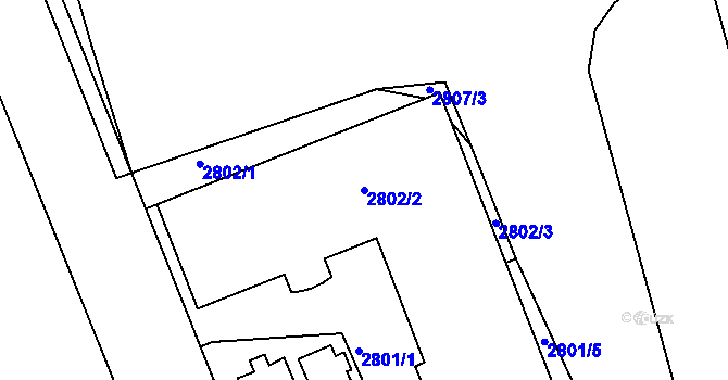 Parcela st. 2802/2 v KÚ Příbram, Katastrální mapa