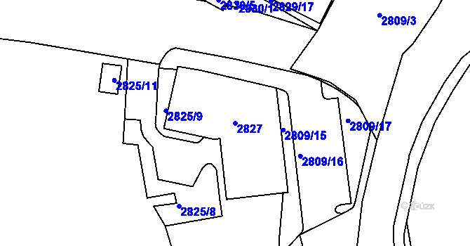 Parcela st. 2827 v KÚ Příbram, Katastrální mapa