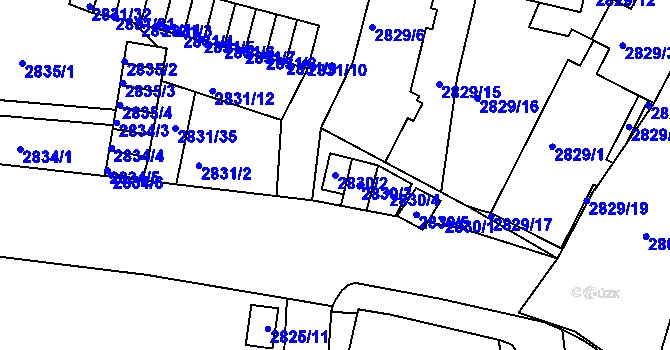 Parcela st. 2830/2 v KÚ Příbram, Katastrální mapa