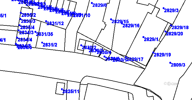 Parcela st. 2830/4 v KÚ Příbram, Katastrální mapa