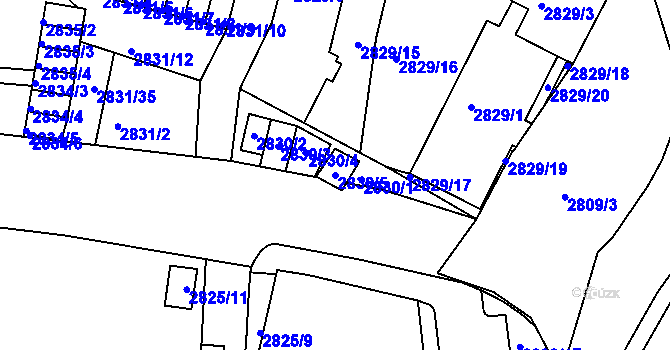 Parcela st. 2830/5 v KÚ Příbram, Katastrální mapa