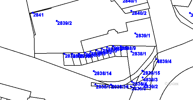 Parcela st. 2838/2 v KÚ Příbram, Katastrální mapa