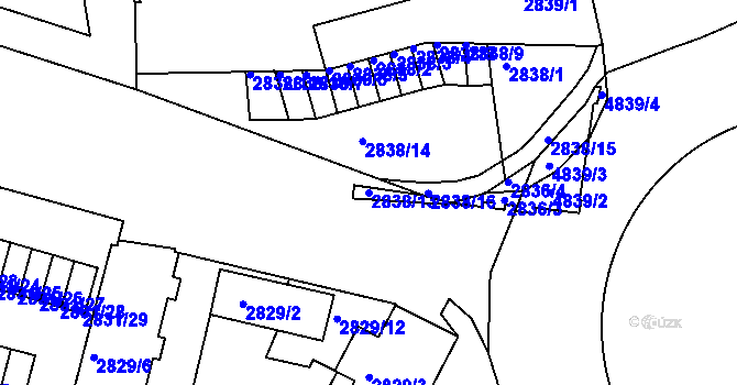 Parcela st. 2838/13 v KÚ Příbram, Katastrální mapa