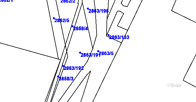 Parcela st. 2863/5 v KÚ Příbram, Katastrální mapa