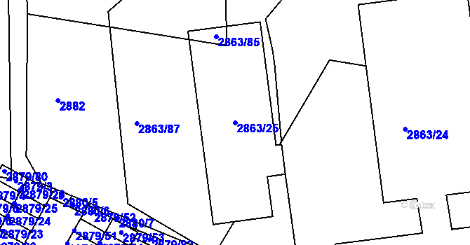 Parcela st. 2863/25 v KÚ Příbram, Katastrální mapa