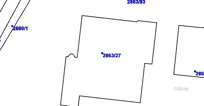 Parcela st. 2863/27 v KÚ Příbram, Katastrální mapa