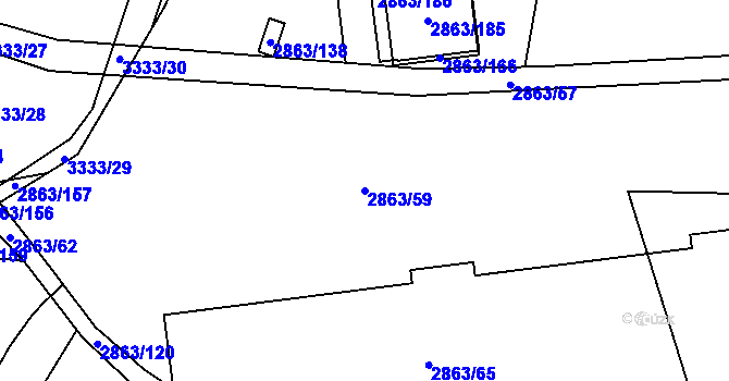 Parcela st. 2863/59 v KÚ Příbram, Katastrální mapa