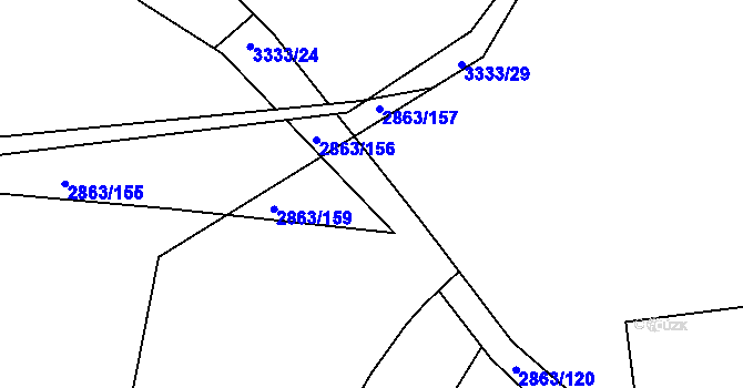 Parcela st. 2863/62 v KÚ Příbram, Katastrální mapa