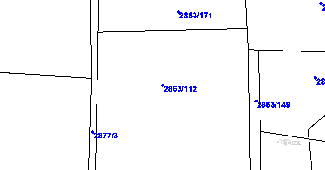 Parcela st. 2863/112 v KÚ Příbram, Katastrální mapa