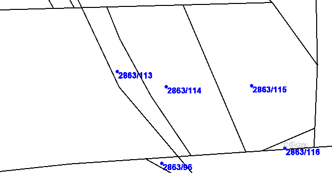 Parcela st. 2863/114 v KÚ Příbram, Katastrální mapa