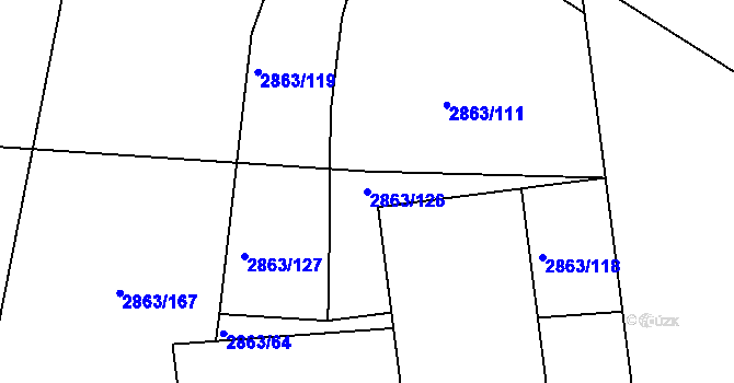 Parcela st. 2863/126 v KÚ Příbram, Katastrální mapa