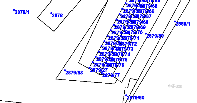 Parcela st. 2879/30 v KÚ Příbram, Katastrální mapa