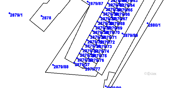 Parcela st. 2879/31 v KÚ Příbram, Katastrální mapa