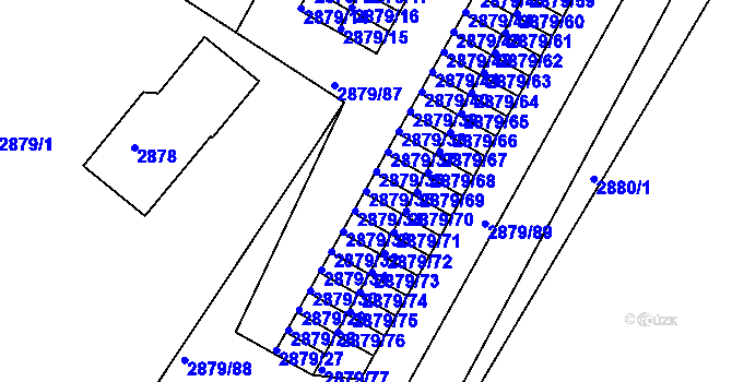 Parcela st. 2879/35 v KÚ Příbram, Katastrální mapa
