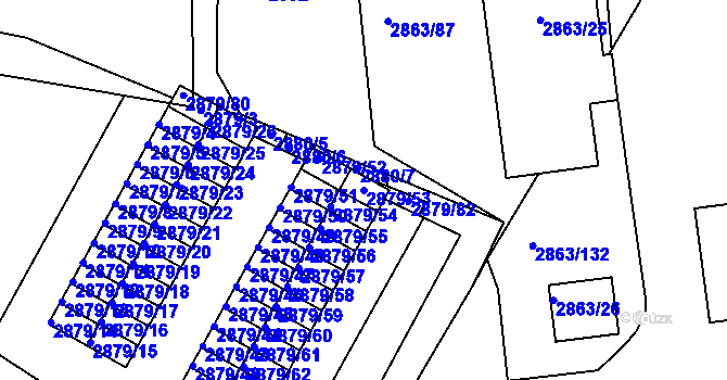 Parcela st. 2879/53 v KÚ Příbram, Katastrální mapa