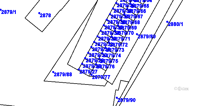 Parcela st. 2879/74 v KÚ Příbram, Katastrální mapa