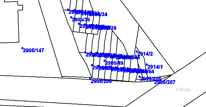 Parcela st. 2905/43 v KÚ Příbram, Katastrální mapa