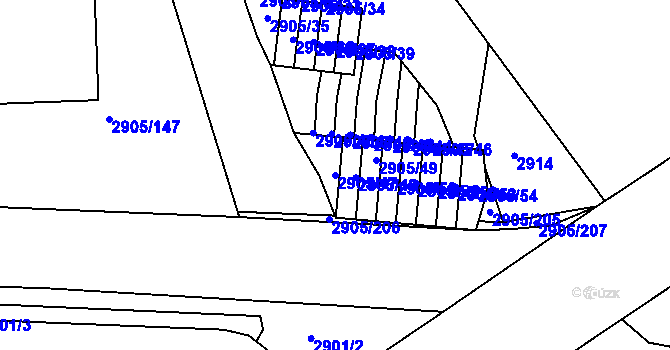 Parcela st. 2905/47 v KÚ Příbram, Katastrální mapa