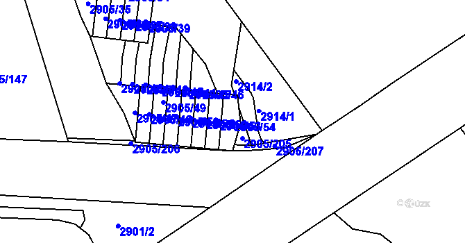 Parcela st. 2905/54 v KÚ Příbram, Katastrální mapa
