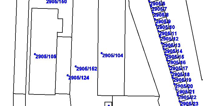 Parcela st. 2905/104 v KÚ Příbram, Katastrální mapa
