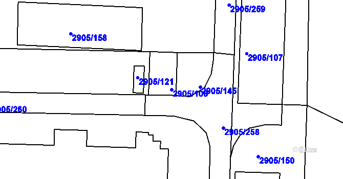 Parcela st. 2905/108 v KÚ Příbram, Katastrální mapa