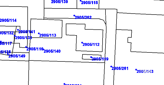 Parcela st. 2905/112 v KÚ Příbram, Katastrální mapa