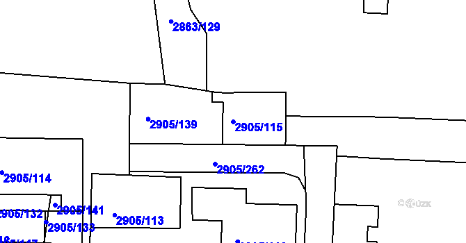 Parcela st. 2905/115 v KÚ Příbram, Katastrální mapa