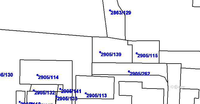 Parcela st. 2905/139 v KÚ Příbram, Katastrální mapa