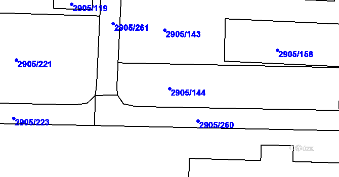 Parcela st. 2905/144 v KÚ Příbram, Katastrální mapa