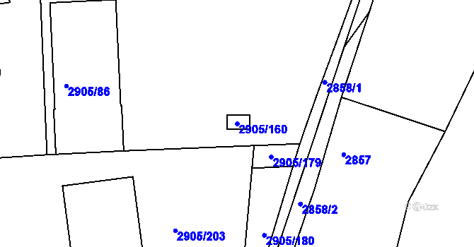 Parcela st. 2905/160 v KÚ Příbram, Katastrální mapa