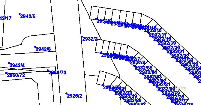 Parcela st. 2932/3 v KÚ Příbram, Katastrální mapa