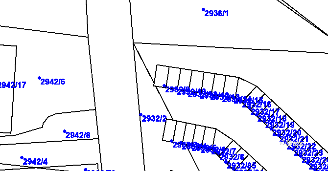 Parcela st. 2932/9 v KÚ Příbram, Katastrální mapa
