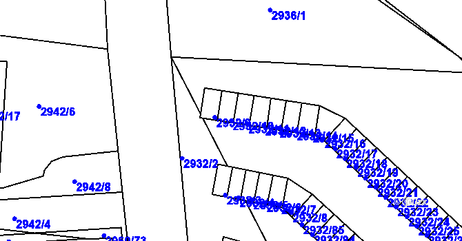 Parcela st. 2932/10 v KÚ Příbram, Katastrální mapa
