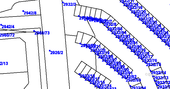 Parcela st. 2933/21 v KÚ Příbram, Katastrální mapa