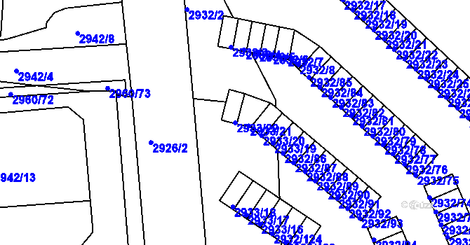 Parcela st. 2933/22 v KÚ Příbram, Katastrální mapa