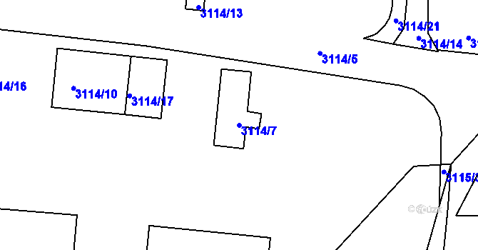 Parcela st. 3114/7 v KÚ Příbram, Katastrální mapa