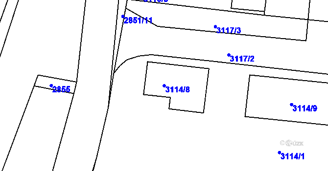 Parcela st. 3114/8 v KÚ Příbram, Katastrální mapa