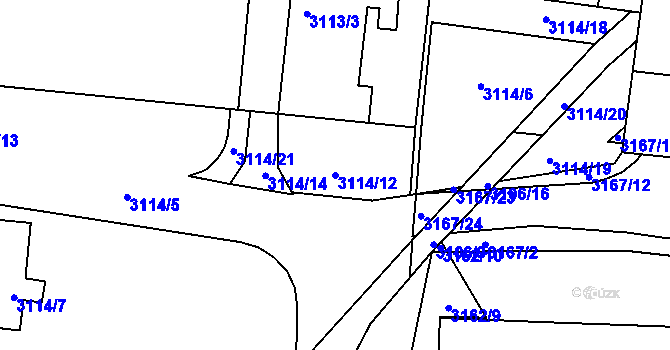 Parcela st. 3114/12 v KÚ Příbram, Katastrální mapa