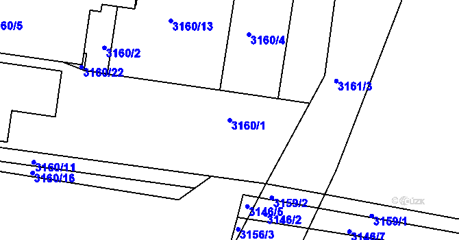 Parcela st. 3160/1 v KÚ Příbram, Katastrální mapa