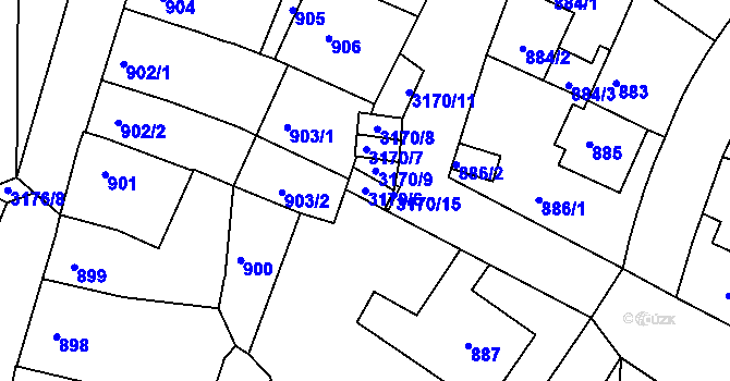 Parcela st. 3170/6 v KÚ Příbram, Katastrální mapa