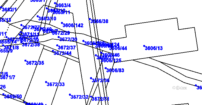 Parcela st. 3606/46 v KÚ Příbram, Katastrální mapa