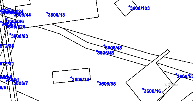 Parcela st. 3606/49 v KÚ Příbram, Katastrální mapa