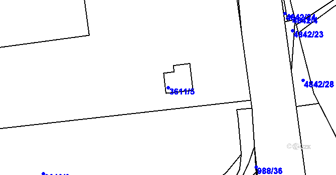 Parcela st. 3611/5 v KÚ Příbram, Katastrální mapa