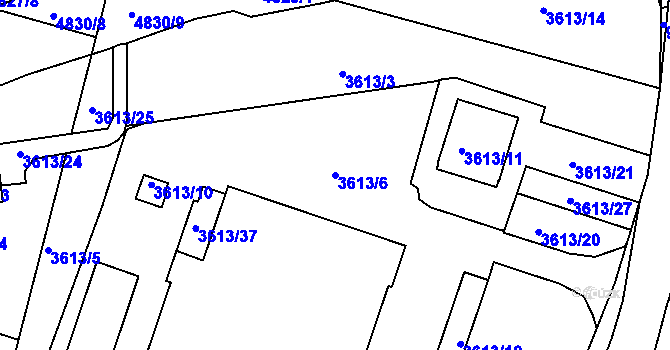 Parcela st. 3613/6 v KÚ Příbram, Katastrální mapa