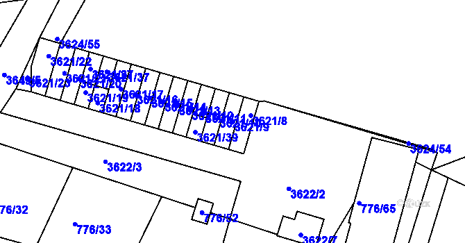 Parcela st. 3621/9 v KÚ Příbram, Katastrální mapa
