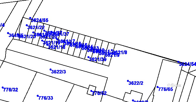 Parcela st. 3621/10 v KÚ Příbram, Katastrální mapa
